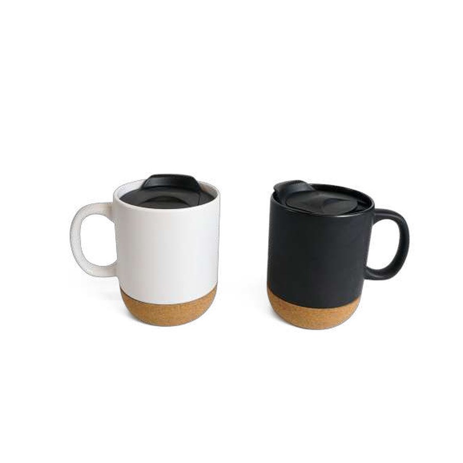 Mug céramique avec couvercle et base en liège